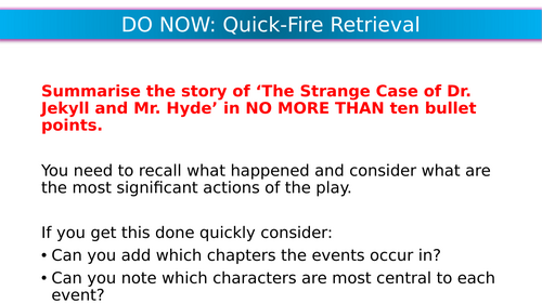 AQA GCSE English Literature - Revision sessions on 'Jekyll and Hyde'