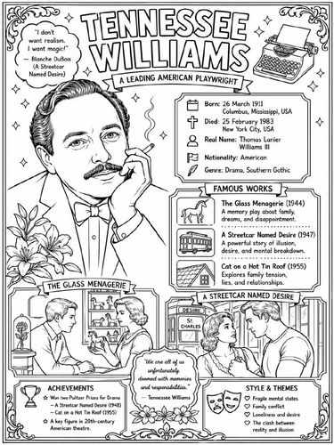 Tennessee Williams coloring poster