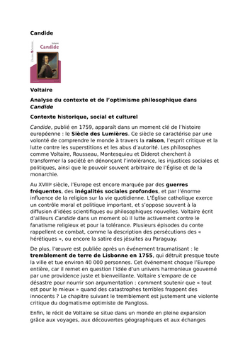 Candide – Voltaire – Historical Context and Philosophical Optimism