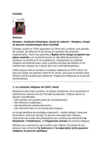 Candide – Voltaire – Religion, Clergy and Ecclesiastical Power