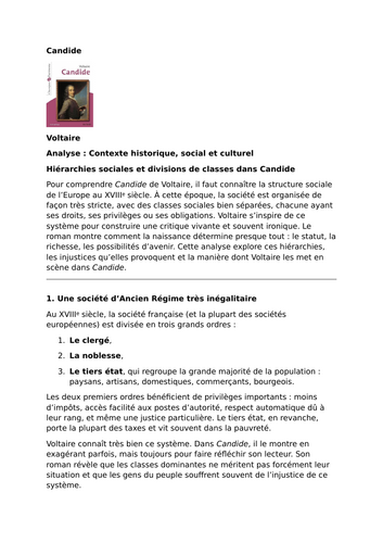 Candide – Voltaire – Social Hierarchies and Class Divisions