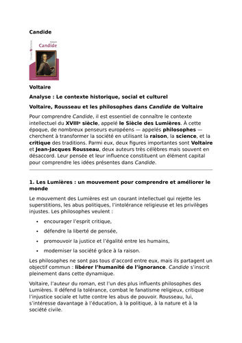 Candide – Voltaire – Voltaire, Jean-Jacques Rousseau and Enlightenment Thought