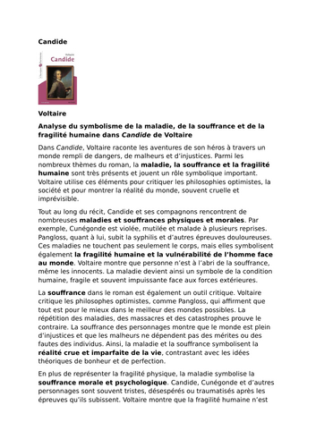 Candide – Voltaire – Symbolism of Suffering, Illness and Human Fragility