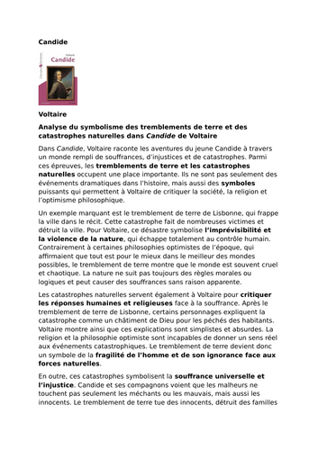Candide – Voltaire – Symbolism of Earthquakes and Natural Disasters