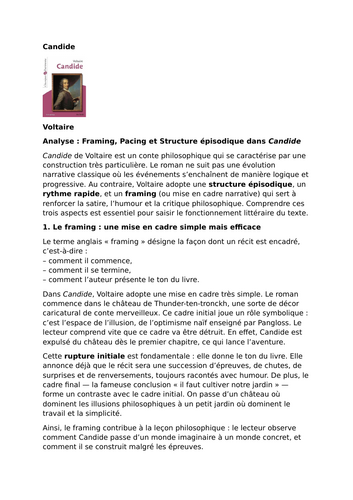 Candide – Voltaire – Framing, Narrative Pace and Episodic Structure