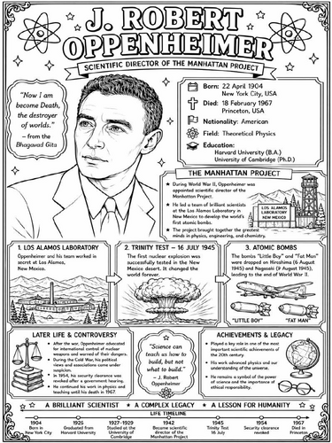J. Robert Oppenheimer coloring poster