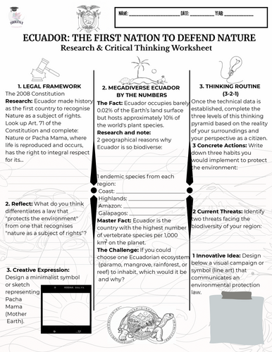 FREE | [World First] Ecuador: Rights of Nature | Secondary Geography & Science