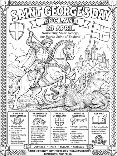 Saint George’s Day (England) coloring poster