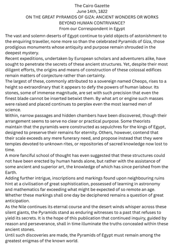 AQA English Language Paper 2 – The Pyramids of Egypt 2026