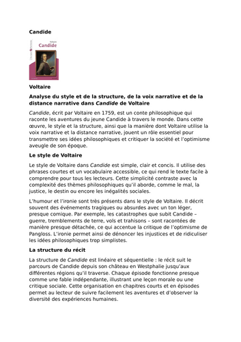 Candide – Voltaire – Style, Structure and Narrative Voice