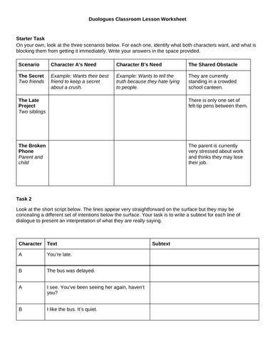 Duologues Script Analysis Drama Cover Lesson
