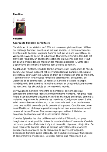 Candide – Voltaire – Overview of Candide