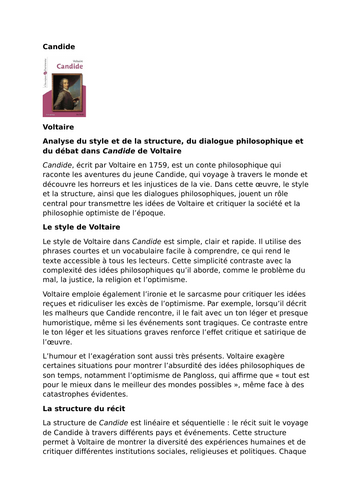Candide – Voltaire – Style, Structure and Philosophical Dialogue