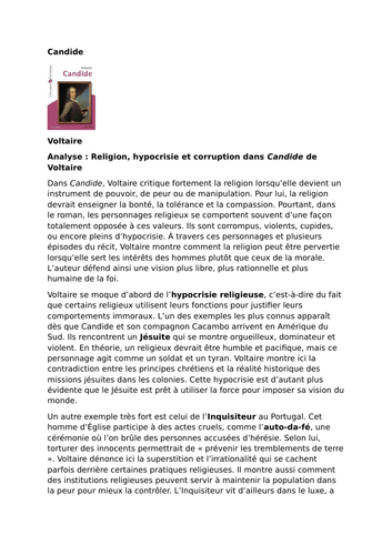 Candide – Voltaire – Religion, Hypocrisy and Corruption