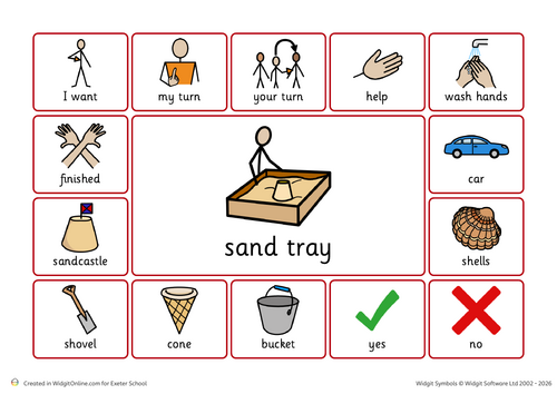 Sand area communication board- Widgit