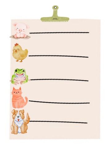 CVC animal list writing