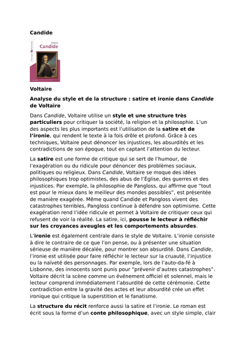 Candide – Voltaire – Satire and Irony