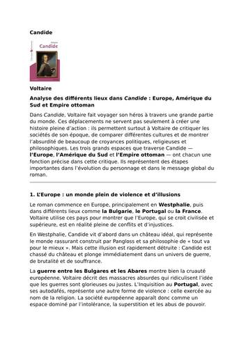 Candide – Voltaire – The Different Settings in Candide