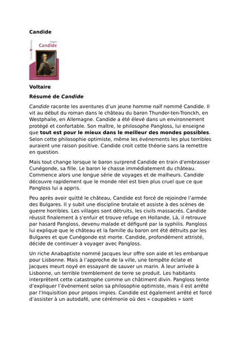 Candide – Voltaire – Candide Summary