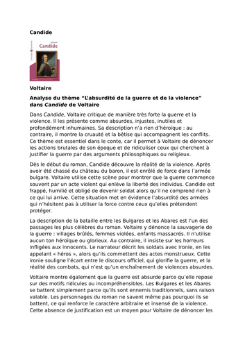 Candide – Voltaire – The Absurdity of War and Violence
