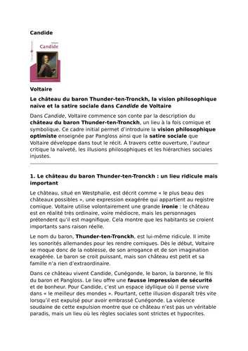 Candide – Voltaire – The Baron Thunder-ten-Tronckh’s Castle