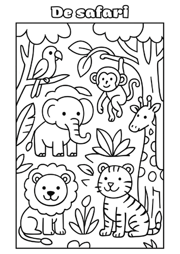 De safari dibujo para colorear infantil imprimible
