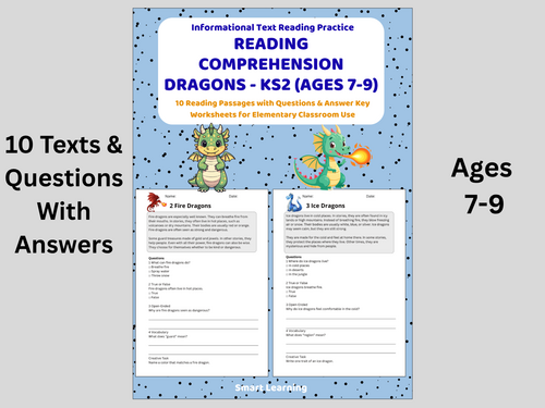 Reading Comprehension Dragons Worksheets (Ages 7–9) | 10 Texts ...
