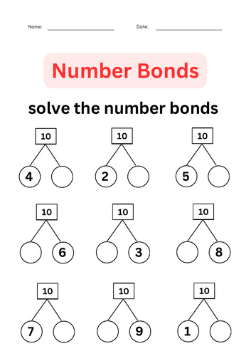 kindergarten grade 1 first grade number bonds worksheets