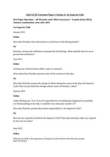'An Inspector Calls' essay question on The Inspector with flashcards