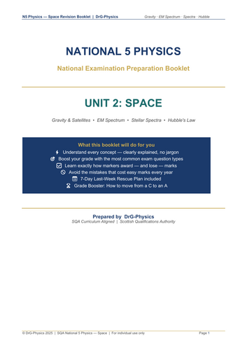 N5 Physics Prelim Revision: Space Full Topic Booklet