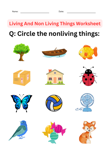 Science Living and non Living Things Worksheets for Grade 1, 2, 3, 4