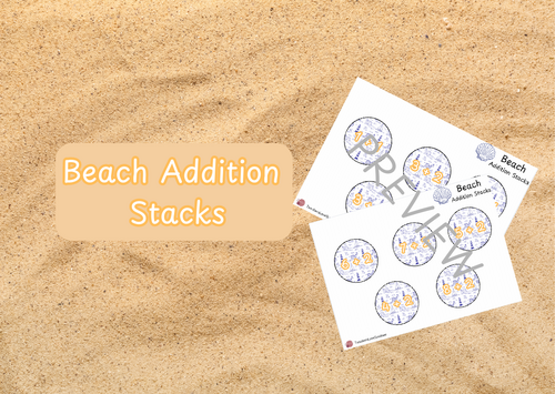Beach Addition Stacks (Adding 1 digit numbers)