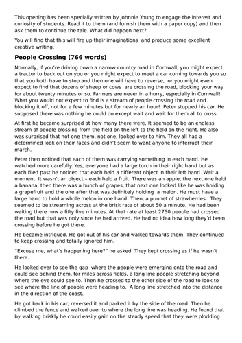 Crossing the Cornish road - continue the strange tale