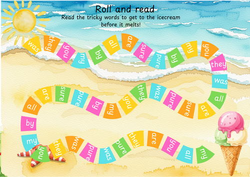 Phase three tricky word roll and read