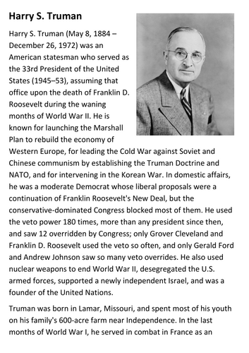 Harry S Truman Handout