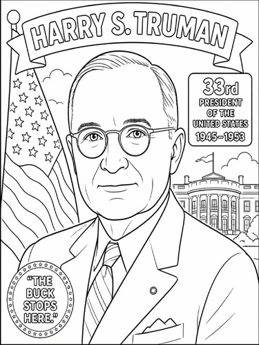 Harry S Truman coloring poster