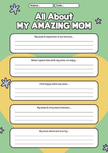 eKindergarten Mother's Day Worksheet Activity N3
