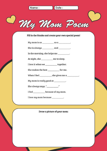 eKindergarten Mother's Day Worksheet Activity N5