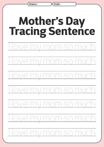 eKindergarten Mother's Day Worksheet Activity N9