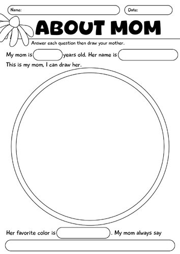 eKindergarten Mother's Day Worksheet Activity N10