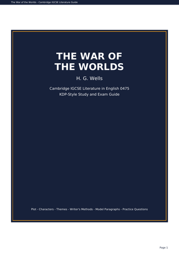 The War of the Worlds guide supports Cambridge IGCSE
