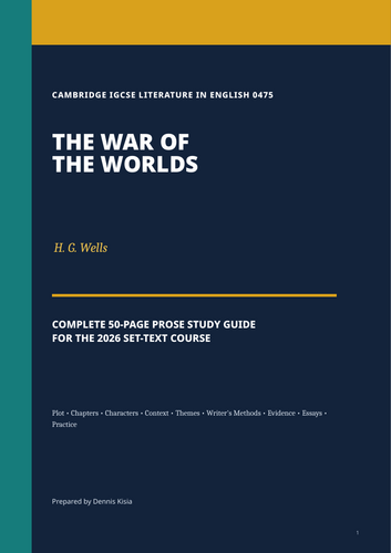 The War of the Worlds guide supports Cambridge IGCSE