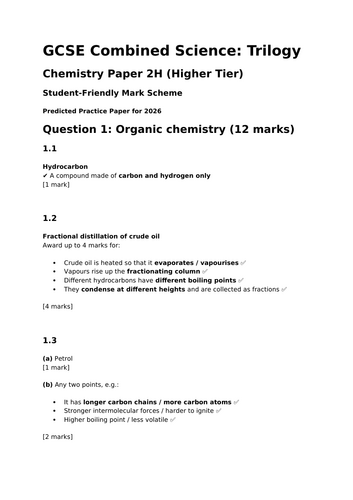 2026 AQA Combined GCSE Science Exam Preparation Papers and Decks