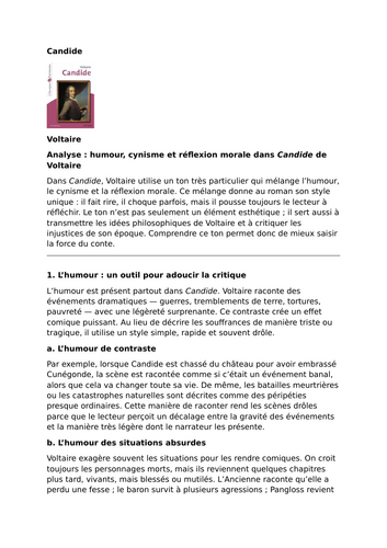 Candide – Voltaire – Humour, Cynicism and Moral Reflection