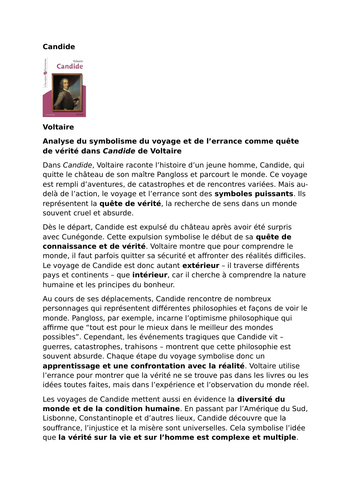 Candide – Voltaire – The Symbolism of Travel and Wandering