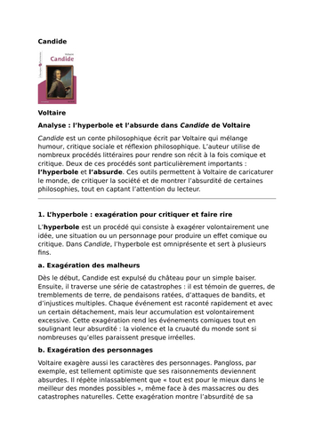 Candide – Voltaire – Hyperbole and Absurdity