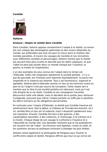 Candide – Voltaire – Utopia and Reality