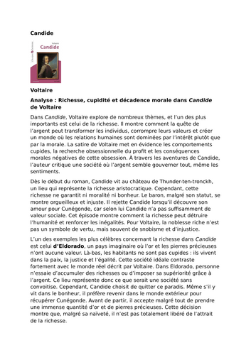Candide – Voltaire – Wealth, Greed and Moral Decay