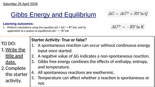 R1.4 Gibbs Energy and Equilibrium, HL (IBDP Chemistry)