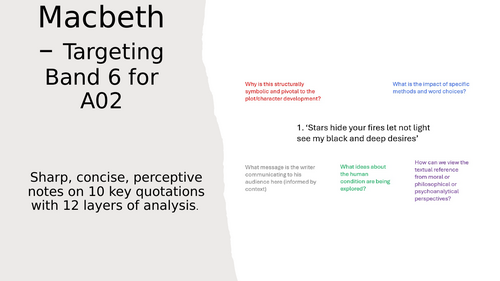 Macbeth Top 10 Quotations targeting top band for A02